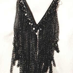 Charcoal Chain Necklace The V has "diamonds" inside of it Jewelry Necklaces